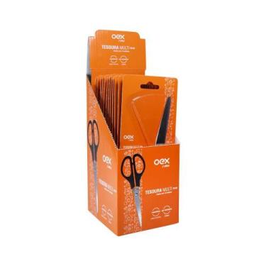Imagem de Kit 12 Tesouras Multiuso Aço Inox 16,5 OEX OFFICE TS20 Preta