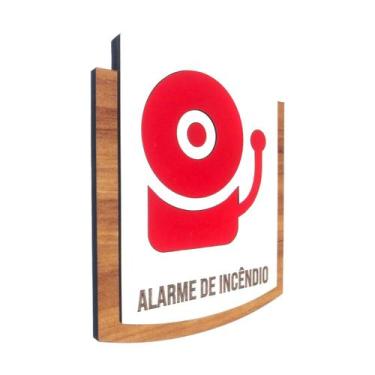 Imagem de Placa de Sinalização - Alarme de Incêndio - MDF 15x13cm - Victare