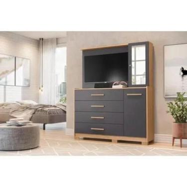 Imagem de Cômoda Ilhabela com Painel para TV 4 Gavetas 2 Portas e Espelho Albatr