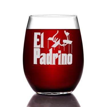 Imagem de Taça de vinho sem haste gravada El Padrino - Qualidade Premium, feita à mão, 425 g - Presente colecionável perfeito para entusiastas do filme O Poderoso Chefão