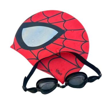 Imagem de Kit Touca Infantil Personagens + Óculos UV Para Natação Toca Piscina -