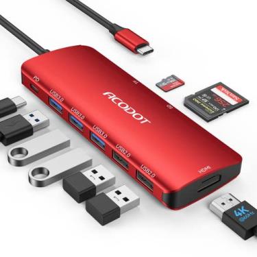 Imagem de Acodot Hub Usb C, 9 Em 1 Usb C para 4K @ 60Hz Adaptador Multiporta Hdmi, 3 Portas Usb 3.0, Leitor de Cartão Sd/Tf, 100W Pd, Adaptador Multiporta Usb C Hub Desigend para Macbook Pro Air Hp Xps Etc, Ver