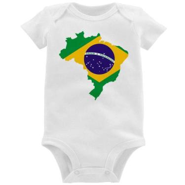 Imagem de Body Bebê Bandeira Brasil Mapa - Foca na Moda, Branco, GG