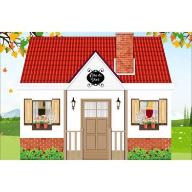 Imagem de Painel de Lona Casinha Casa da Vovó Fundo Jardim - Fabrika de Festa, 3