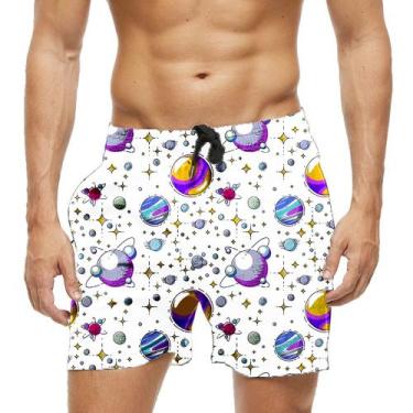Imagem de Short Praia Shorts Banho Bermuda Verão Planetas Cartoon Multiverso 122