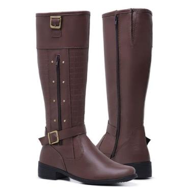 Imagem de Bota Montaria Feminina Cano Alto Moderna Leve Conforto Gmm Shoes, Marr
