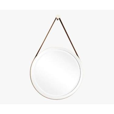 Imagem de Espelho Decorativo Adnet Branco Alça material sintético Caramelo Led B