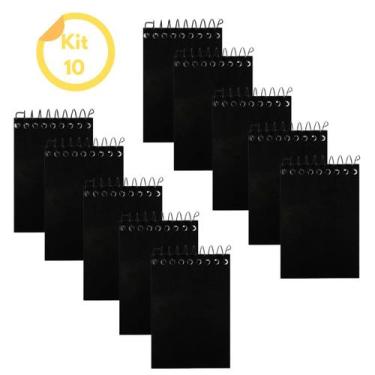 Imagem de Kit 10 Caderneta Bloco de Anotações Preta Folhas Pautadas - Tamoio
