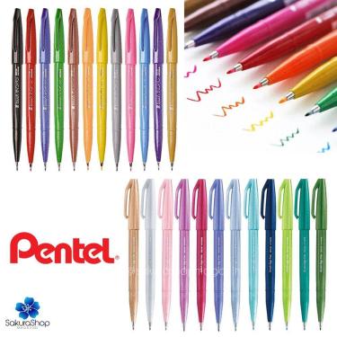 Imagem de Kit 18 Caneta Brush Pen PENTEL Brush Sign Pen Touch Cores Novas Bujo Planner