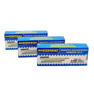 Imagem de Kit 3 Caixas De Grampo 26/6 Galvanizado Com 5.000 Un - MASTERPRINT