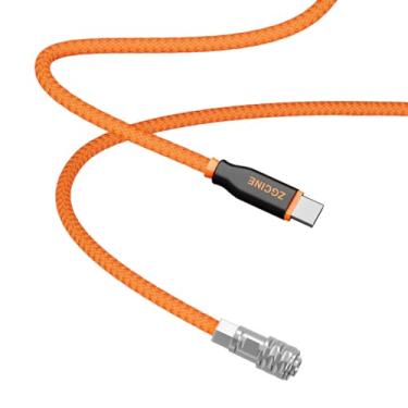 Imagem de Daconovo PD-BMD USB-C para cabo de alimentação BMPCC de 2 pinos de 60 cm de comprimento com fio trançado compatível com Blackmagic Pocket Camera 4K/6K e bateria de montagem em V