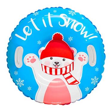 Imagem de CocoNut Outdoor Anel de Neve Inflável de Urso Polar de 32”-Trenó de Neve Resistente “Let It Snow” com Alças Resistentes para Crianças, Adolescentes E Adultos-Tobogã Resistente Ao Frio-Tubo Leve para M