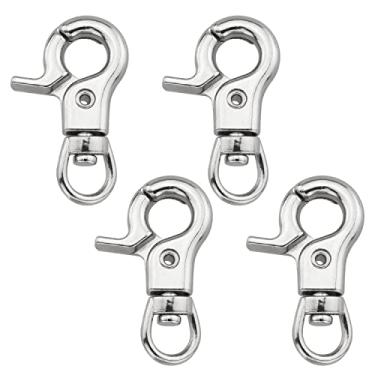 Imagem de Gancho de pressão DGHAOP 4 peças liga de zinco 30 mm chaveiro fecho de porta animais de estimação gaiola gancho clipe de cinto para qualquer gaiola adequada, corda de tração de cachorro, tom prata