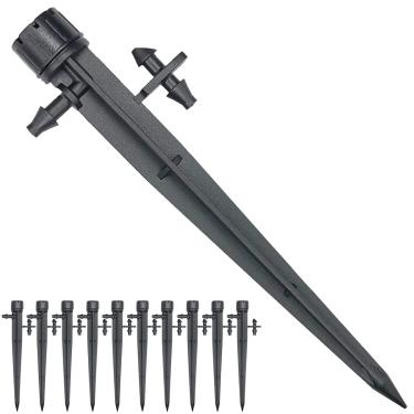 Imagem de Topiverse 50 peças de emissores de irrigação por gotejamento, fluxo ajustável de 0 a 18 GPH gotejadores de irrigação com estaca, cabeça de irrigação de fluxo de 360 graus, micro aspersor para jardim pátio gramado canteiro de flores