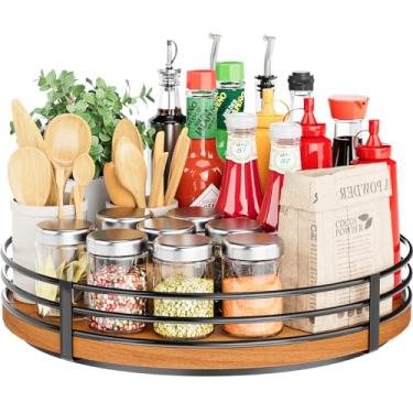 Imagem de OVICAR Organizador de mesa giratória susan preguiçoso de 12 "-madeira de carvalho susan preguiçoso para armário cozinha bancada mesa de jantar despensa armário banheiro barra de café armazen