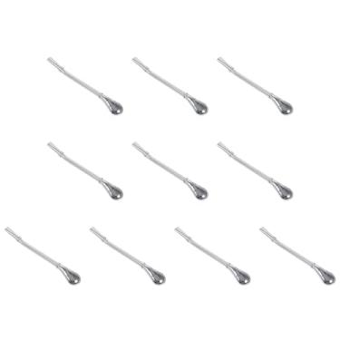 Imagem de 10 Pçs Colher de Palha Potável Filtrada Prata Confiável Cozinha Inoxidável Casa Jardinagem Utensílios de Mesa, Aço Yerba Mate chá Cabaça Bombilla