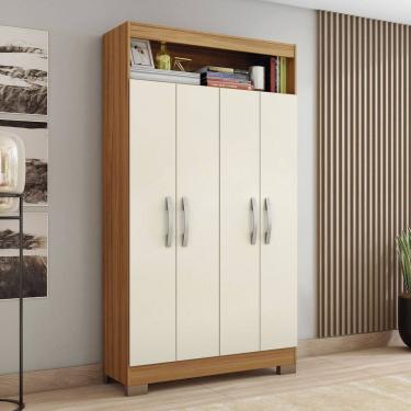 Imagem de Armário Multiuso Escritório Nt4040 com 4 Portas e Nicho com Prateleiras Internas Freijó Trend/Off White TX