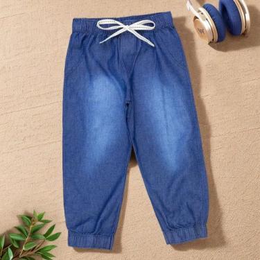 Imagem de Calça Jogger Jeans Escuro Para Meninos - Cordão Tracejado - Era Uma Ve