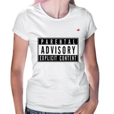 Imagem de Baby Look Parental Advisory: Explicit Content - Foca na Moda, Branco, 