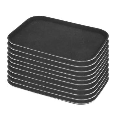 Imagem de Bandeja de Garçom Antiderrapante Retangular Profissional 57x41 cm Kit 