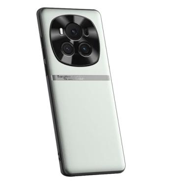 Imagem de POYUFRG Capa de couro vegano para Honor Magic 6 Pro/6, proteção de câmera minimalista ultrafina e leve capa de borda de silicone macio, cinza, 6