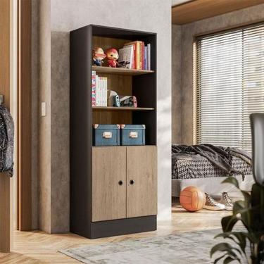 Imagem de Armário Gamer 4095 Ambiente Preto Fosco Carvalho TOQ Rústico  Qmovi