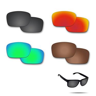 Imagem de Fiskr Lentes polarizadas de substituição para óculos de sol Oakley Holbrook (OO9102) com revestimento antiarranhões, água salgada e antipoeira (preto, marrom, vermelho e verde), Stealth Black & Bronze