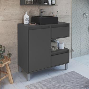 Imagem de Gabinete para Banheiro 80cm 2 Gavetas 1 Porta 1 Nicho Paula