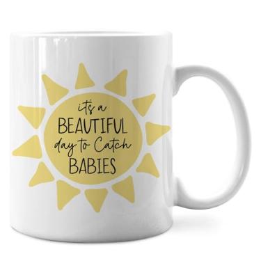 Imagem de IWXYI Copo de enfermeira de trabalho e entrega, presente de médico Ob, It's a Beautiful Day To Catch Babies, caneca de café de enfermeira l&d 325 g, presentes para parteira