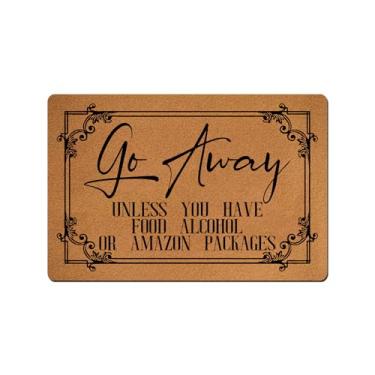 Imagem de VUZUCOSH Tapetes engraçados de boas-vindas, tapete de porta, capacho engraçado, tapetes de cozinha, tapetes de banheiro, tapete de porta de borracha antiderrapante 60 cm x 40 cm (vá embora a menos que