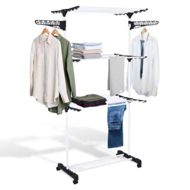 Imagem de Varal De Chão Roupa Calcinha Grade 3 Andares Dobrável Portátil(Preto)