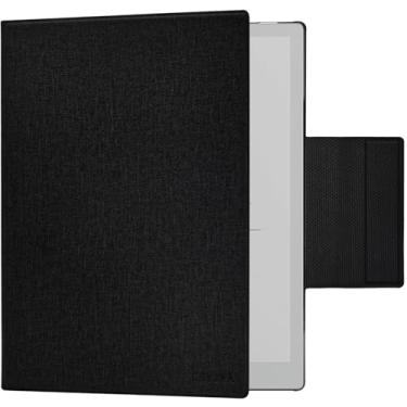 Imagem de GOVTVA Capa magnética para Onyx Boox Go 10.3 ePaper 2024, capa de couro ultra fina e leve com fivela magnética para caneta, hibernar/despertar automático e fecho magnético (tecido preto)
