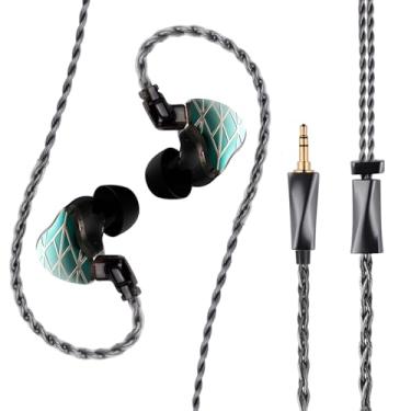 Imagem de FAAEAL In Ear Monitor, Fones de ouvido HiFi com fio, fones de ouvido para jogos, fones de ouvido híbridos IEM com placa frontal de metalurgia do pó, cabo QDC embutido de 2 pinos tipo plugue de 3,5 mm