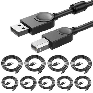 Imagem de Kit 10 Cabos USB Para Impressora Universal USB A+B 1.5M Preto - Oberon