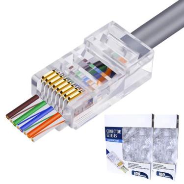 Imagem de Conector Rj45 Macho Cat6 / Cat5e Cabo Rede EZ Vazado 200un - Next 