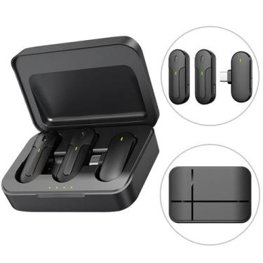 Imagem de Microfone Lapela Sem Fio Profissional Duplo Android Tipo C - Wireless 