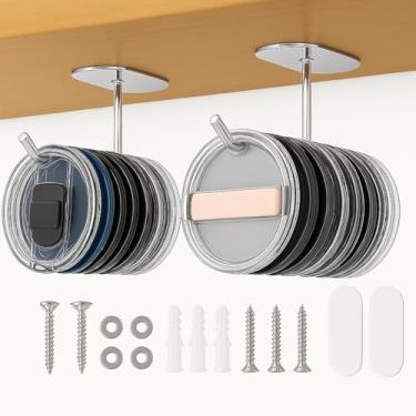Imagem de MarBoosk Organizador de tampa de copo de 2 peças com até 30 tampas, gancho de tampa de copo para armários internos de cozinha, suportes atualizados para copos Yeti/Stanley/Simple Modern Tumblers