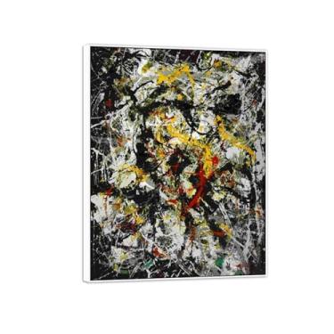 Imagem de MUHJDYC Jackson Pollock Pintura abstrata arte de parede famosa imagem em tela número 4 impressões de arte moderna - pôster moldura branca para decoração de sala de estar 20x25cm-8x10in