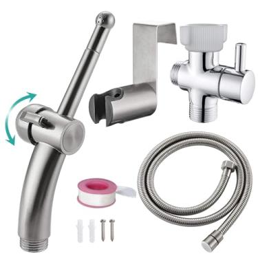 Imagem de BARROCK Conjunto de pulverizador de bidê portátil para vaso sanitário, acessório portátil de assento de bidê de banheiro, kit Shattaf para pendurar ou montar na parede para higiene ou limpeza com