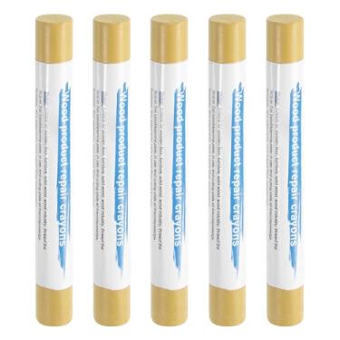 Imagem de HARFINGTON 5 peças de bastões de enchimento de madeira, cera de madeira, retoque de móveis, gizes de cera de reparo para madeira, bege