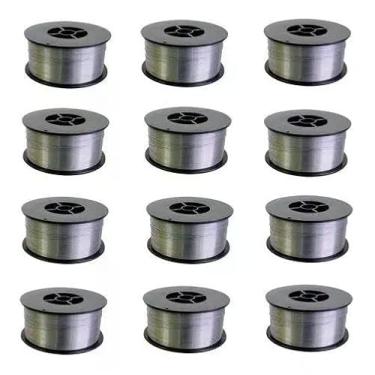 Imagem de Kit - 12 Arame Para Solda Mig Revestido Uso Sem Gás 0,8mm E71t-sg - Rolo 1kg