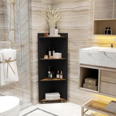 Imagem de Armário Multiuso Organizador de Canto com Prateleira – Ideal para Cozinha e Banheiro, Nicho Prático e Espaçoso (Preto Flex)