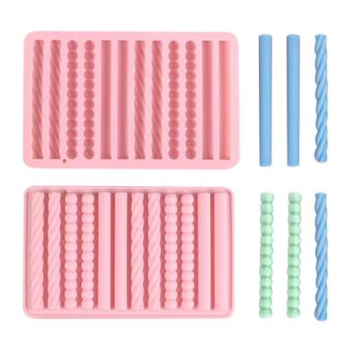 Imagem de HLCM 2 moldes de barra de aveia - 12 moldes de biscoito longos - Molde de silicone de chocolate para assar doces/barras energéticas, cheesecake, biscoitos de cereais de frutas secas (2, rosa)