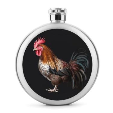 Imagem de Cantil de aço inoxidável, com estampa de galo animal, clássico, cantil, garrafa de viagem, portátil, garrafa de metal