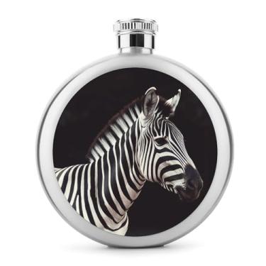 Imagem de Cantil de aço inoxidável, com estampa de zebra animal, garrafa de anca, garrafa de viagem, portátil, garrafa de licor portátil