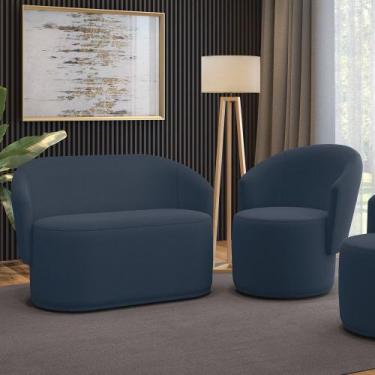 Imagem de Sofá Namoradeira e Poltrona Orgânica para Sala Malu Suede M11 - D'Ross