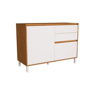 Imagem de Balcão de Cozinha Denver PH 3110 c/ 1 Porta 1 Porta Tempero 2 Gavetas e Divisor de Talheres s/ Tampo 120cm Freijo Rocks/Branco - Herval