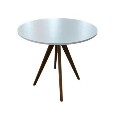 Imagem de Mesa Redonda 90cm Com Pés De Madeira Castanho/branco