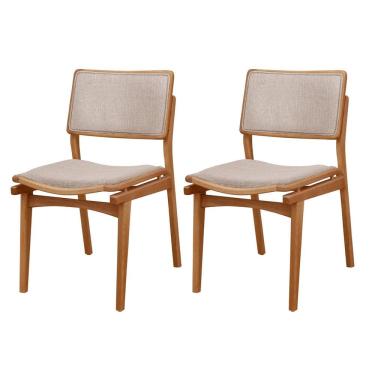 Imagem de Conjunto com 2 Cadeiras em Madeira Maciça Eloá Brisa / Imbuia Natural