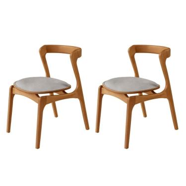 Imagem de Conjunto com 2 Cadeiras em Madeira Celeste Luna / Imbuia Natural